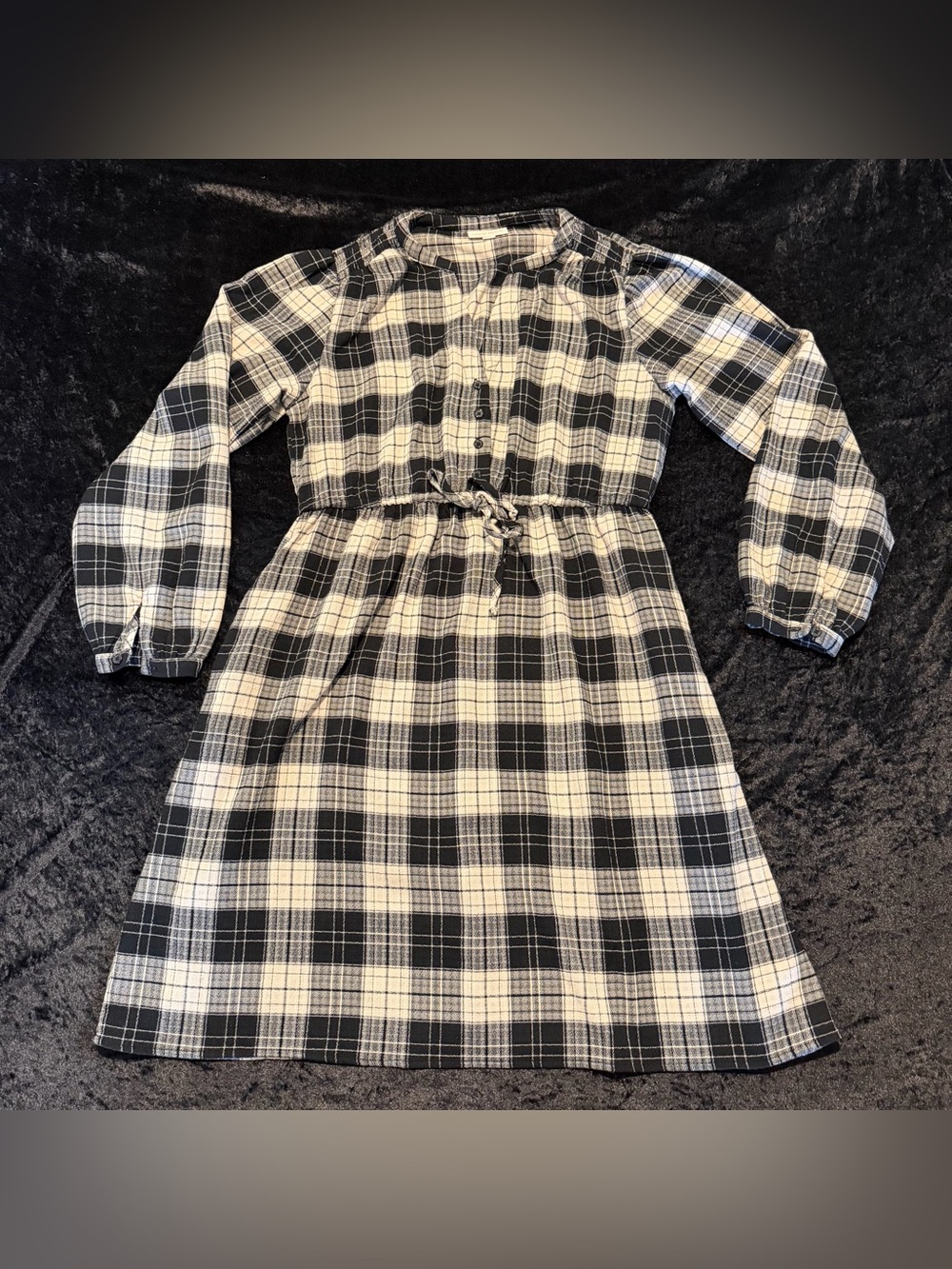 Knox Rose Black and White Plaid Long-Sleeve women’s Dress Large